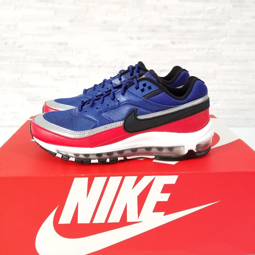 New NIKE Air Max 97/BW Royal Blue Red Sneakers - Picture 2 of 7